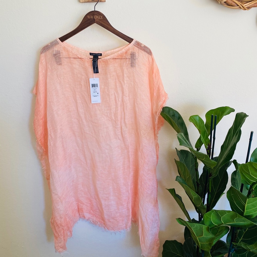Eileen Fisher peach poncho one size nwt - Picture 3 of 5